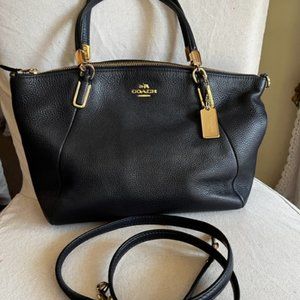 Coach Kelsey navy blue leather satchel cross body